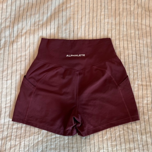 Alphalete Pants - Alphalete Red Athletic Shorts High-Waisted Stretch